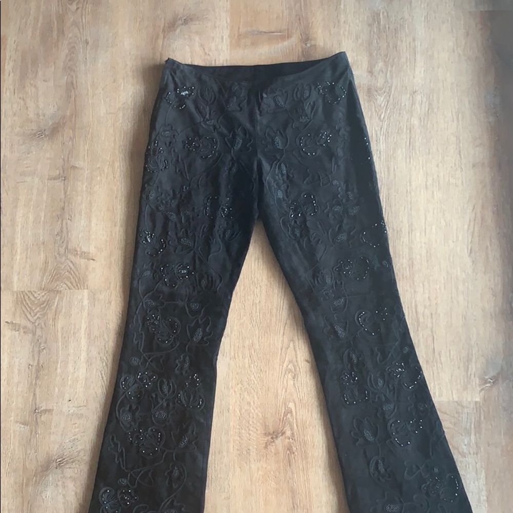 Bebe suede pants, floral embellished size 4